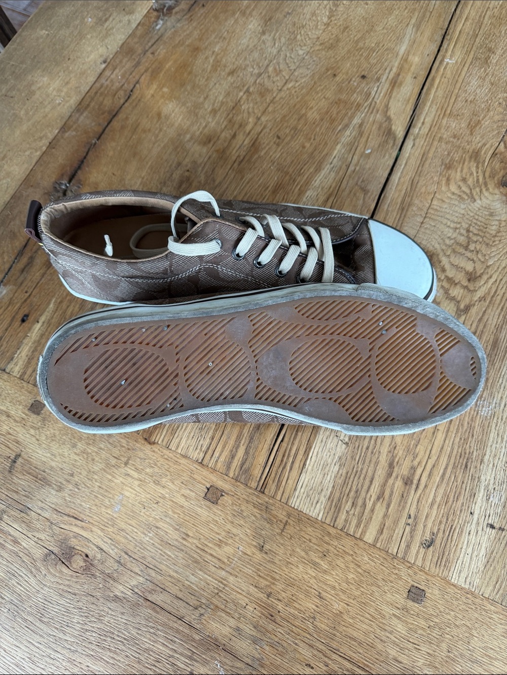Coach Brown Signature Pattern Canvas Sneakers 13D - Picture 6 of 7